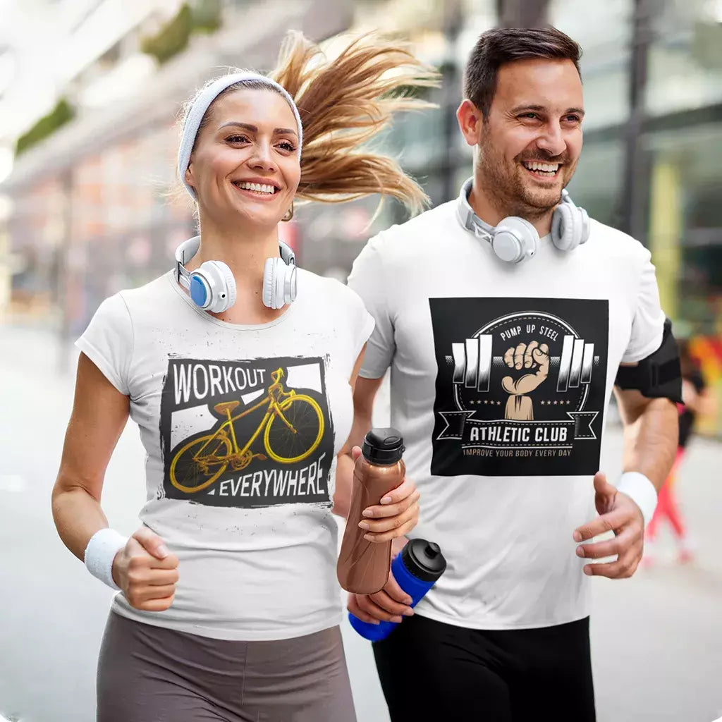 Ανδρικά και γυναικεία t-shirt με με έτοιμα & custom σχέδια για εκτυπώσεις fitness
