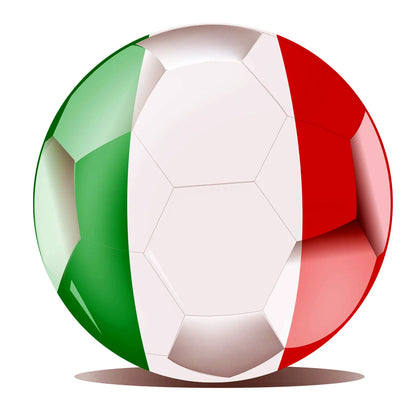 A glossy soccer ball wrapped in the Italian flag’s green, white, and red – a clean, iconic representation of Italian football spirit. | Μια γυαλιστερή ποδοσφαιρική μπάλα τυλιγμένη με τη σημαία της Ιταλίας – μια καθαρή, εμβληματική απεικόνιση του Ιταλικού ποδοσφαιρικού πνεύματος.