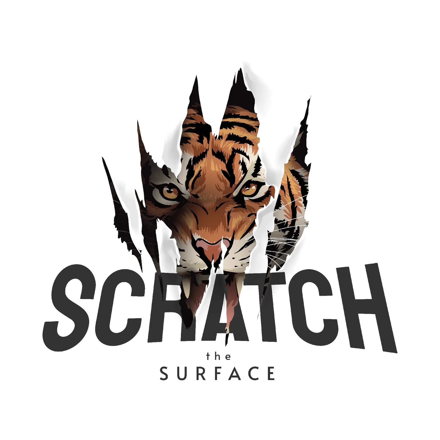 Abstract graphic illustration featuring layered urban textures and the phrase 'Scratch the surface' in a modern, gritty style. — Αφηρημένη γραφική εικονογράφηση με πολυεπίπεδες υφές