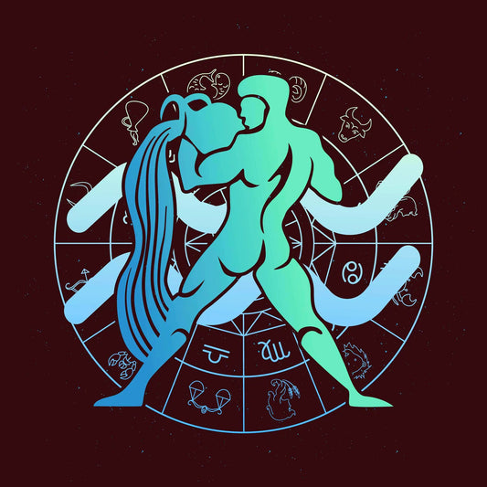Aquarius zodiac design with water-bearer and astrology circle – Σχέδιο Υδροχόος με υδροχόο και ζωδιακό κύκλο, ιδανικό για αστρολογικά ρούχα