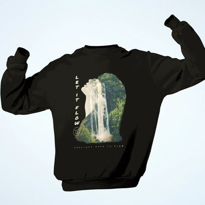Artistic cascade silhouette on black sweatshirt – Καλλιτεχνική σιλουέτα καταρράκτη σε μαύρο φούτερ