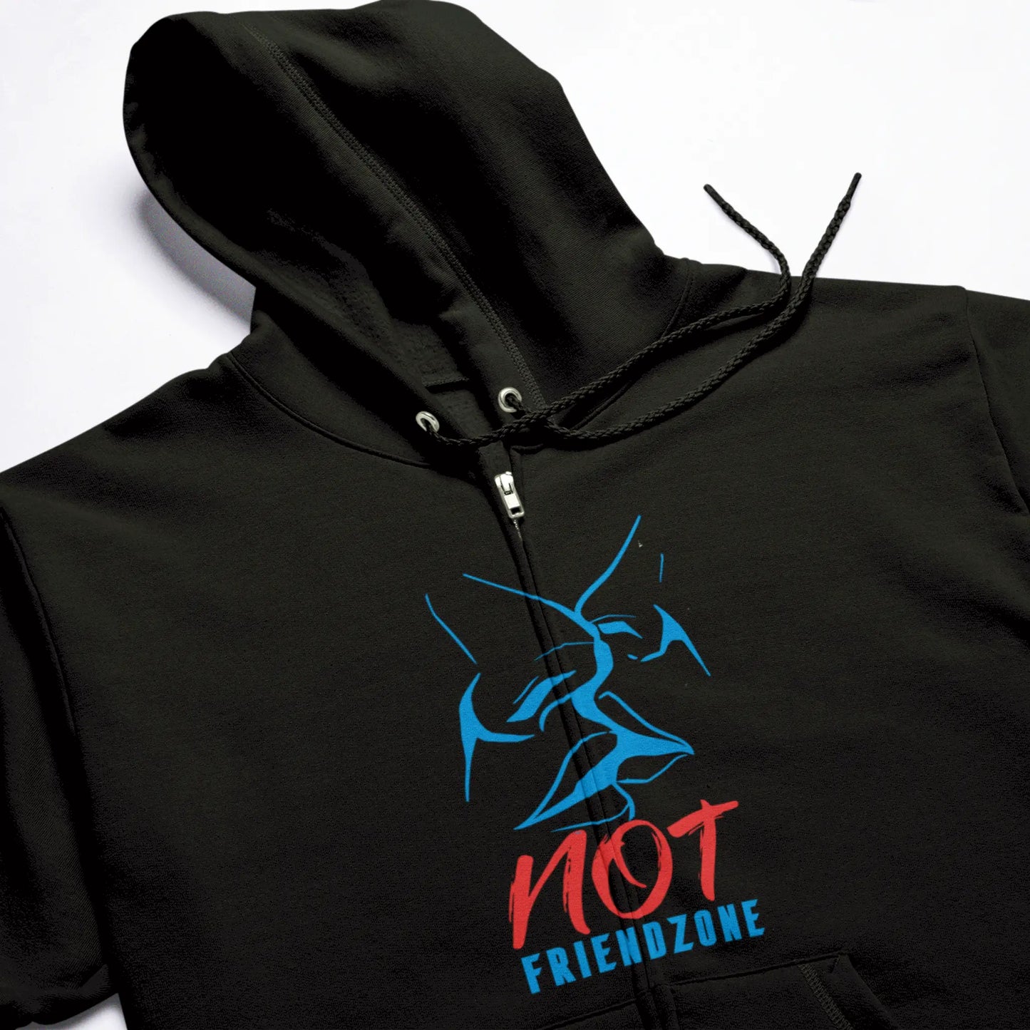Artistic romantic slogan hoodie 'Not Friendzone' in black – Καλλιτεχνικό ρομαντικό σύνθημα hoodie 'Not Friendzone' σε μαύρη ζακέτα με κουκούλα