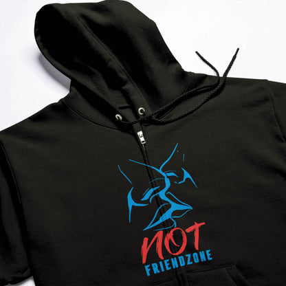 Artistic romantic slogan hoodie 'Not Friendzone' in black – Καλλιτεχνικό ρομαντικό σύνθημα hoodie 'Not Friendzone' σε μαύρη ζακέτα με κουκούλα