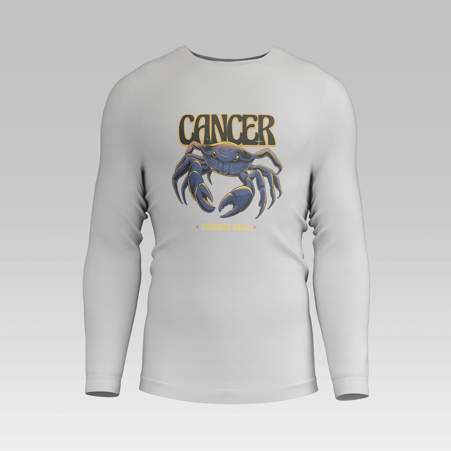 Astrology Cancer zodiac white long sleeve with cosmic crab print | Αστρολογικό λευκό μακρυμάνικο Καρκίνος με εκτύπωση κοσμικού καβουριού