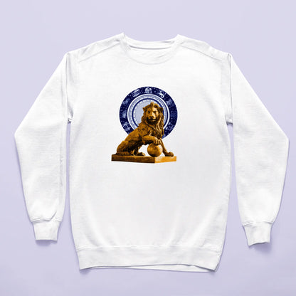 Astrology Leo white crewneck majestic style – Λευκό φούτερ Λέων με αστρολογικό look και δύναμη