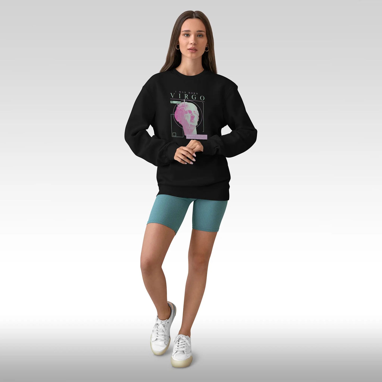 Black Virgo zodiac sweatshirt with cozy comfort and pragmatic message for analytical minds / Μαύρο φούτερ ζώδιο Παρθένος με άνετη άνεση και πραγματιστικό μήνυμα για αναλυτικά μυαλά