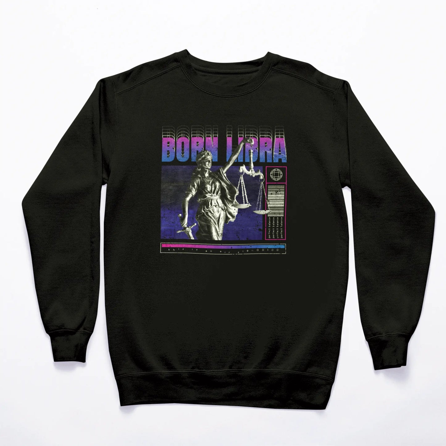 Black balanced Libra sweatshirt with comforting fit and statement about harmony and diplomatic approach / Μαύρο ισορροπημένο φούτερ Ζυγού με άνετο fit και δήλωση για αρμονία και διπλωματική προσέγγιση