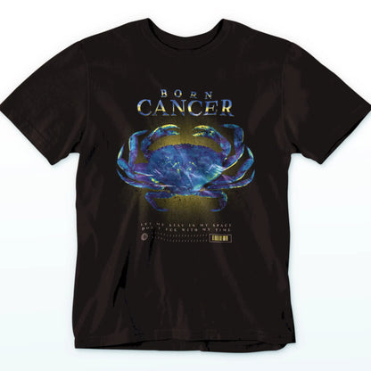 Black cancer zodiac t-shirt with powerful protective message "Let Me Stay In My Space" for emotional water signs / Μαύρο μπλουζάκι ζώδιο Καρκίνος με προστατευτικό μήνυμα "Let Me Stay In My Space" για συναισθηματικά υδατικά ζώδια