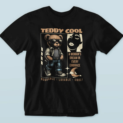 Black cotton top focusing on the high-definition print of the cool bear character design. — Μαύρο βαμβακερό μπλουζάκι με έμφαση στο υψηλής ανάλυσης τύπωμα του σχεδίου με τον cool χαρακτήρα αρκούδου
