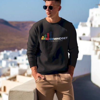 Black crewneck sweatshirt with motivational mindset message – Μαύρο φούτερ με εμπνευσμένο μήνυμα νοοτροπίας