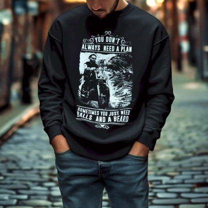 Black crewneck sweatshirt with premium masculine design - Μαύρο crewneck φούτερ με premium αντρικό design για sophisticated rebels