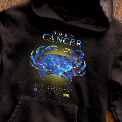 Black emotional cancer hoodie with warm fabric and powerful statement about respecting cancerian need for privacy and solitude / Μαύρο συναισθηματικό hoodie Καρκίνου με ζεστό ύφασμα και δυνατή δήλωση για σεβασμό της ανάγκης του Καρκίνου για ιδιωτικότητα και μοναξιά
