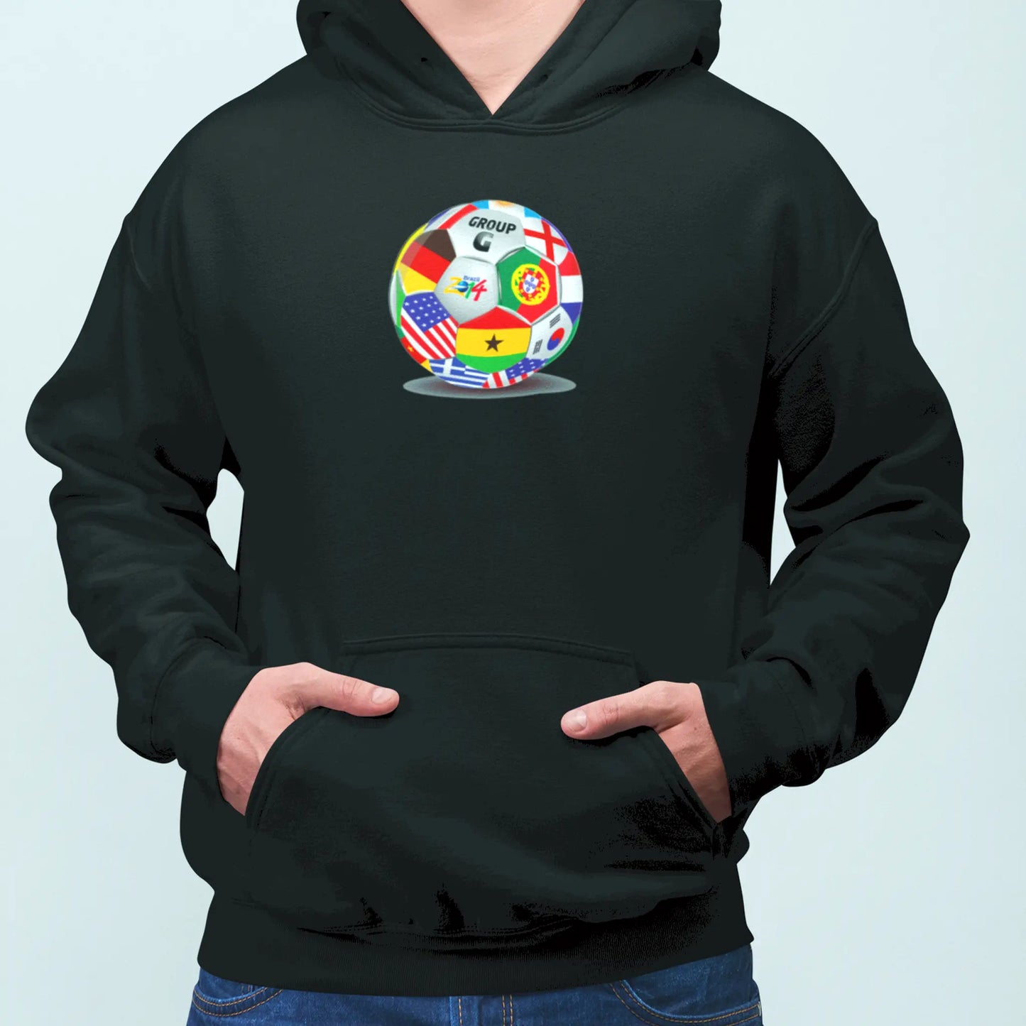 Black hoodie with Group G passion and Brazil nostalgia. | Μαύρη κουκούλα με πάθος Ομίλου G και νοσταλγία Βραζιλίας.