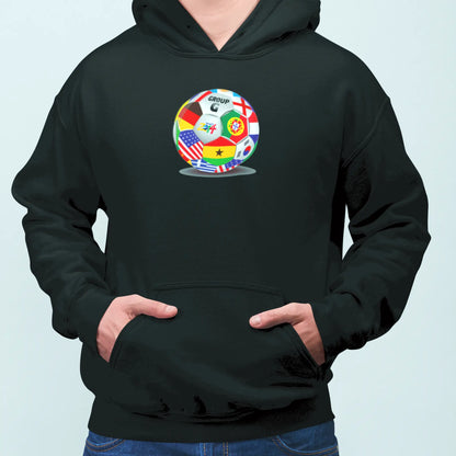 Black hoodie with Group G passion and Brazil nostalgia. | Μαύρη κουκούλα με πάθος Ομίλου G και νοσταλγία Βραζιλίας.