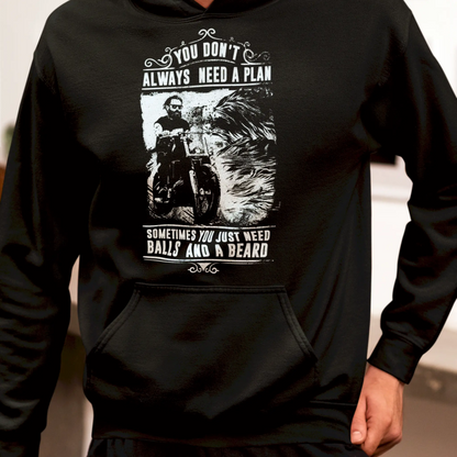 Black hoodie with premium balls and beard design - Μαύρο hoodie με premium balls and beard design για elite masculine style