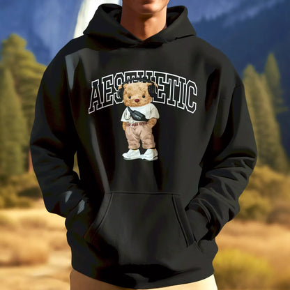 Black hoodie with teddy and inspire crossbody – Μαύρο hoodie με αρκουδάκι και μαύρο τσαντάκι “Inspire”.