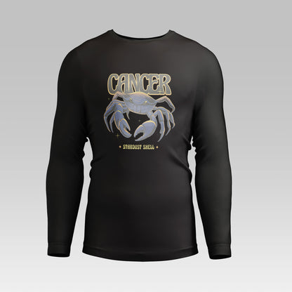 Black long sleeve Cancer shirt with glowing crab graphic | Μαύρη μακρυμάνικη μπλούζα Καρκίνος με φωτεινό σχέδιο καβουριού