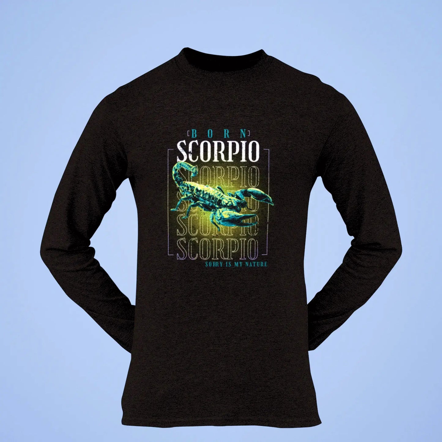 Black long sleeve Scorpio shirt with mysterious design perfect for intense and passionate individuals / Μαύρο μακρυμάνικο Σκορπιός με μυστηριώδες σχέδιο ιδανικό για έντονα και παθιασμένα άτομα