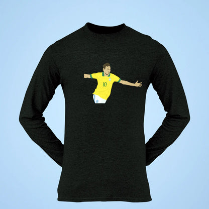 Black long sleeve featuring Neymar Jr.’s likeness for stylish fans. | Μαύρη μακρυμάνικη με ομοιότητα Neymar Jr. για στυλάτους οπαδούς.