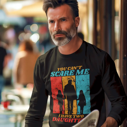 Black long sleeve shirt with a funny yet bold message for dads who embrace the chaos of parenting / Μακρυμάνικο μαύρο μπλουζάκι με χιουμοριστικό μήνυμα για πατέρες που αγαπούν την ζωή με παιδιά