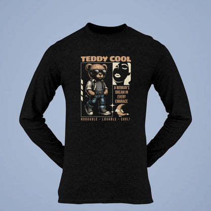 Black long sleeve t-shirt decorated with the urban cool teddy bear graphic print. — Μαύρο μακρυμάνικο t-shirt διακοσμημένο με το γραφικό τύπωμα του urban cool αρκούδου