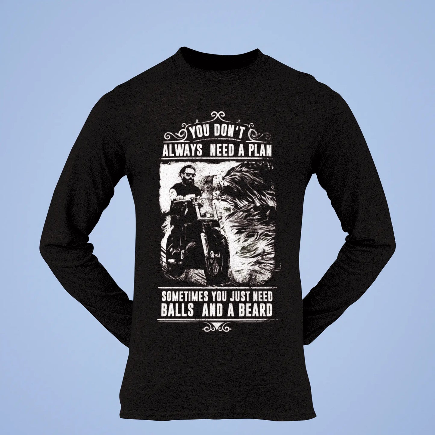 Black long sleeve with powerful beard design - Μαύρο μακρυμάνικο με δυνατό beard design για strong personalities