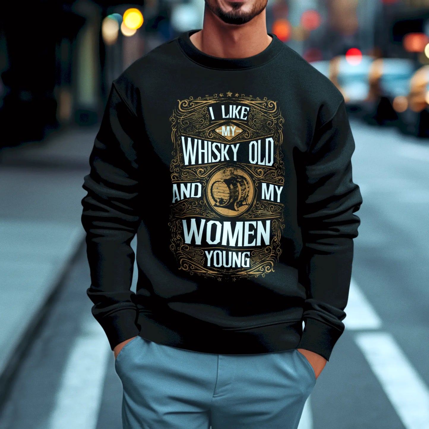 Black sweatshirt with whiskey quote for bar nights – Μαύρο φούτερ με φράση για ουίσκι ιδανική για νύχτες σε μπαρ