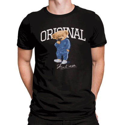 Black t-shirt with sleek urban bear design – Μαύρο μπλουζάκι με κομψό σχέδιο αστικού αρκούδου