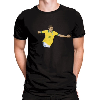 Black t‑shirt with glowing Neymar Jr. portrait graphic for a striking look. | Μαύρη μπλούζα με φωτεινό πορτραίτο Neymar Jr. για εντυπωσιακό στυλ.