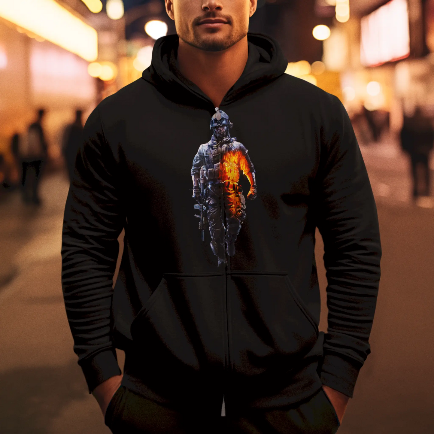 Black tactical ops zip hoodie - Μαύρη ζακέτα τακτικών επιχειρήσεων