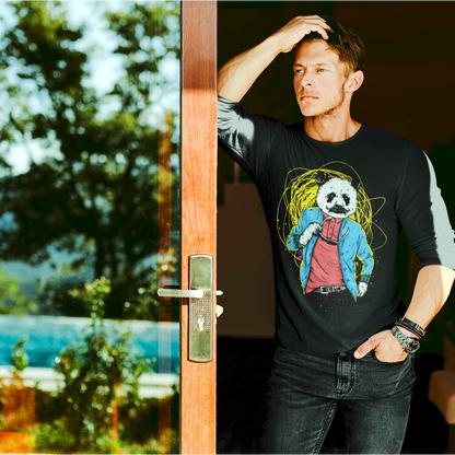 Black top with laid-back panda character in a calm, composed pose – Μαύρη μπλούζα με cool χαρακτήρα panda σε ήρεμη, συγκροτημένη στάση