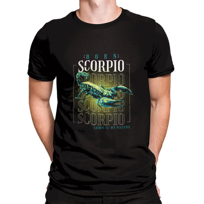 Black water sign tshirt with powerful typography emphasizing Scorpio's intense and passionate nature / Μαύρο water sign μπλουζάκι με δυνατή τυπογραφία που δίνει έμφαση στην έντονη και παθιασμένη φύση του Σκορπιού