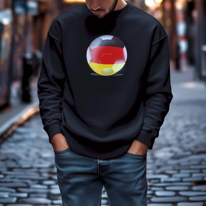 Bold Germany flag ball design on black sweatshirt – classic and intense.
Τολμηρό σχέδιο μπάλας σημαίας Γερμανίας σε μαύρο sweatshirt – κλασικό και έντονο.