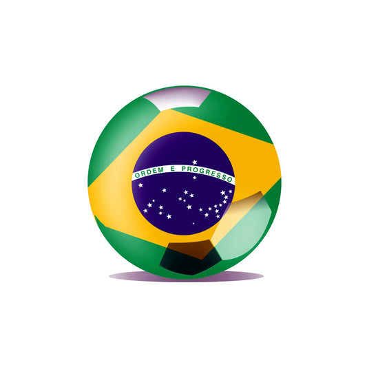 Brazil flag on a soccer ball with vivid green and yellow colors – Σημαία Βραζιλίας σε ποδοσφαιρική μπάλα με ζωντανά πράσινα και χρυσά χρώματα"
