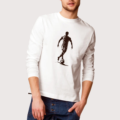 Brilliant white long sleeve tee displaying football mastery - timeless elegance με sporting edge