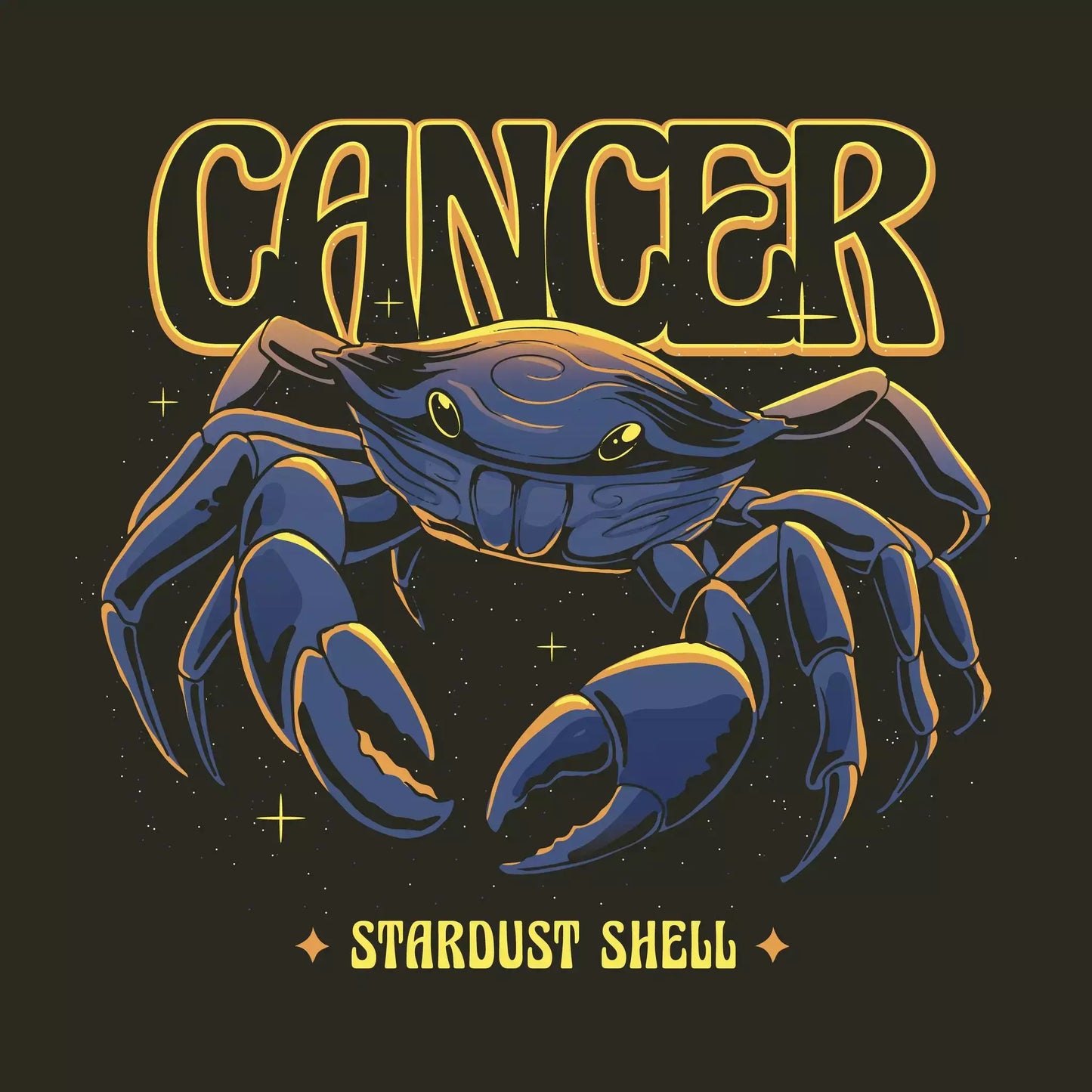 Cancer zodiac Stardust Shell crab mystical illustration cosmic style | Σχέδιο ζώδιο Καρκίνος Stardust Shell καβούρι μυστικιστική απεικόνιση κοσμικό στυλ