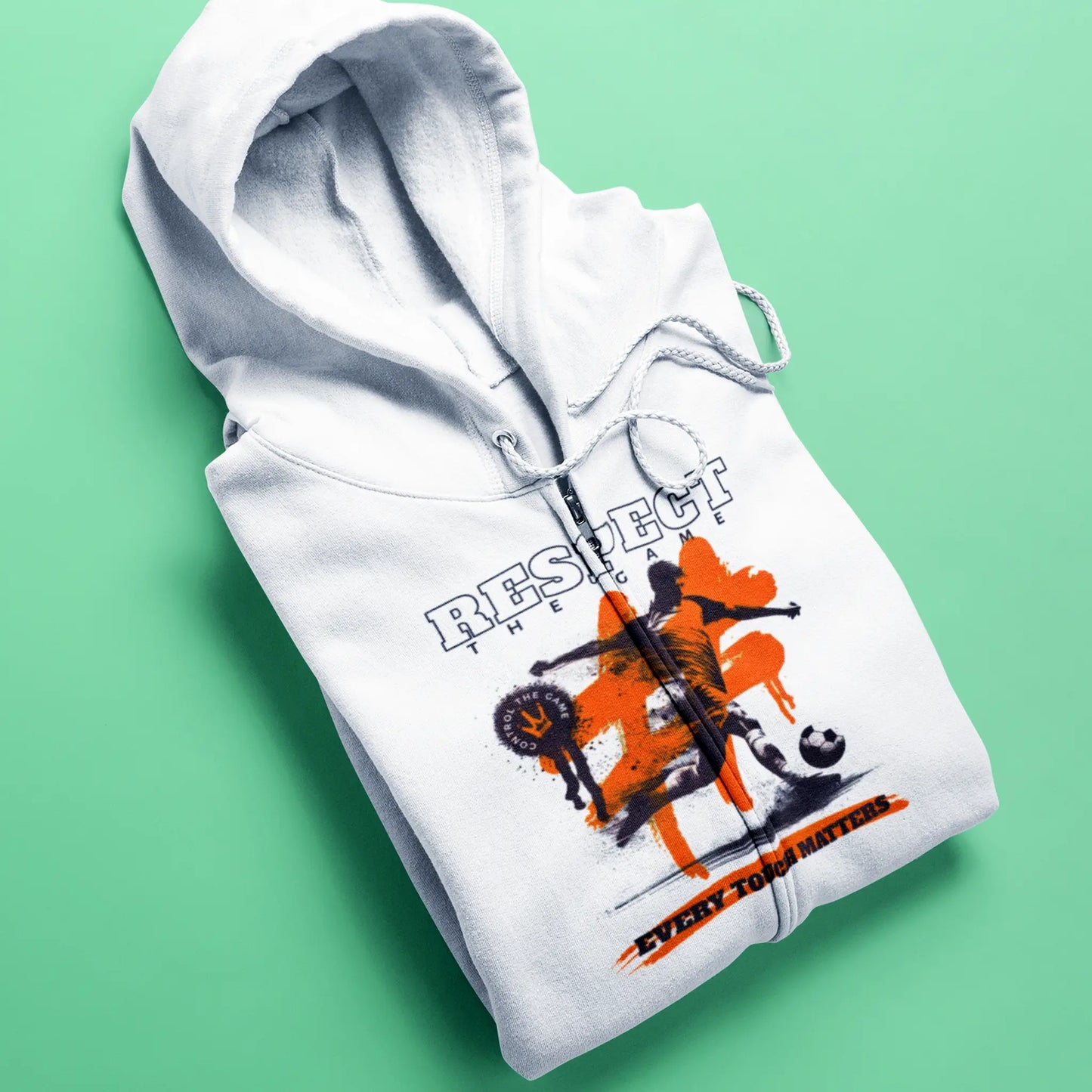 Classic white control the game zip hoodie with timeless football passion confidence - κλασική λευκή control the game ζακέτα με κουκούλα και διαχρονικό ποδοσφαιρικό πάθος