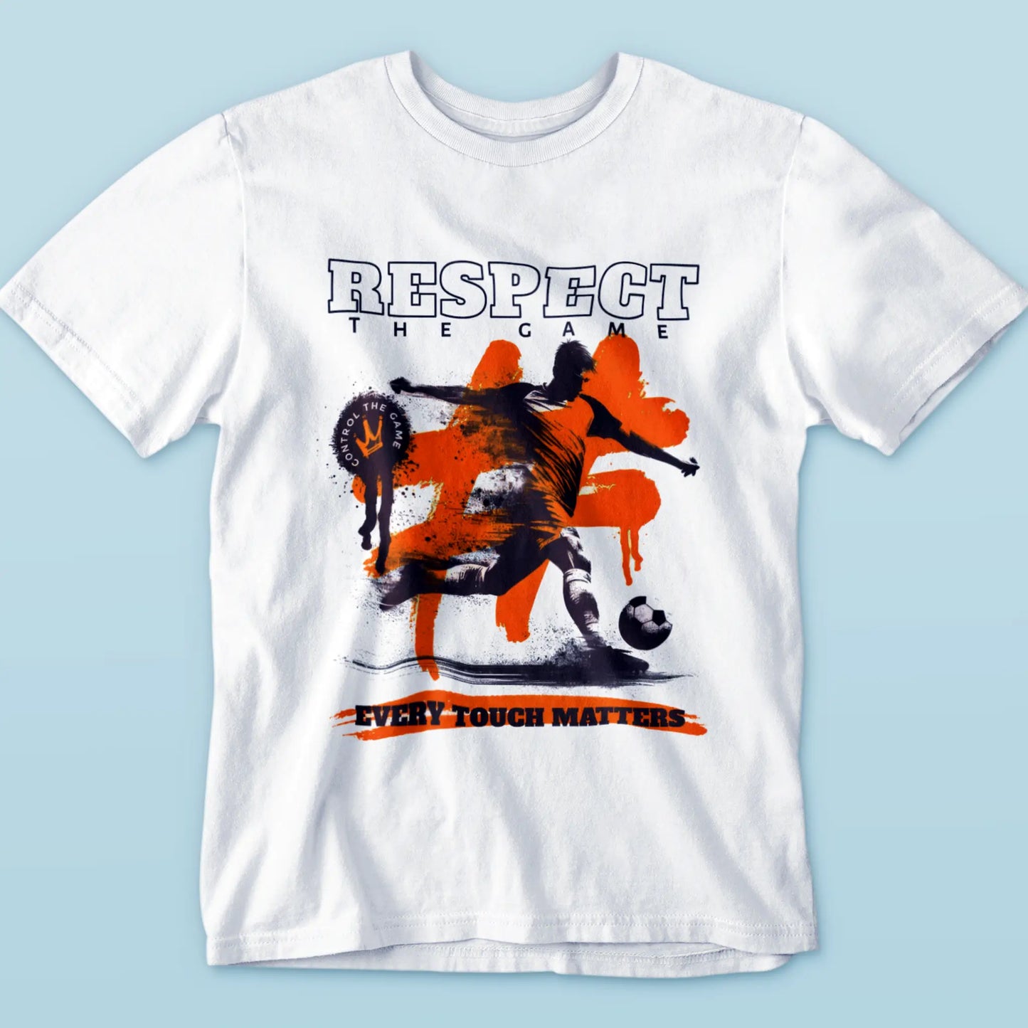 Classic white football t-shirt control the game with urban athletic style - κλασικό λευκό ποδοσφαιρικό t-shirt control the game με αστικό αθλητικό στυλ
