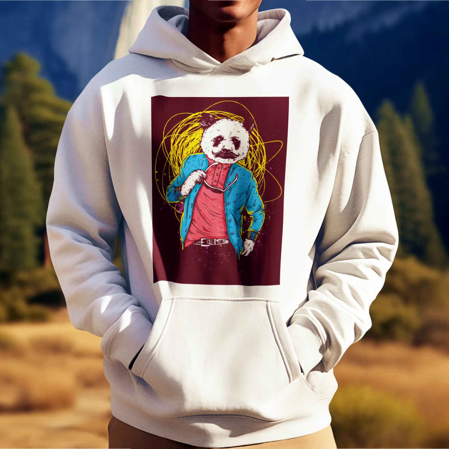 Clean white hoodie with panda design that radiates chillness – Καθαρό λευκό hoodie με σχέδιο panda που αποπνέει chill αύρα