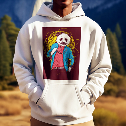 Clean white hoodie with panda design that radiates chillness – Καθαρό λευκό hoodie με σχέδιο panda που αποπνέει chill αύρα