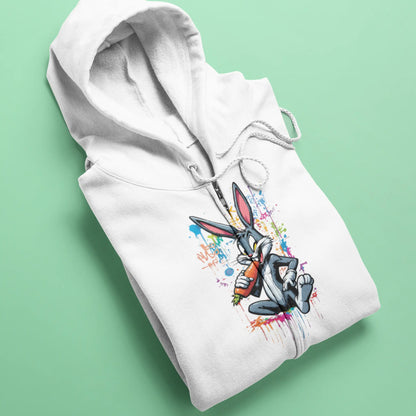 Clean white zip-up με το artistic Looney Tunes design που θυμίζει γκαλερί του δρόμου