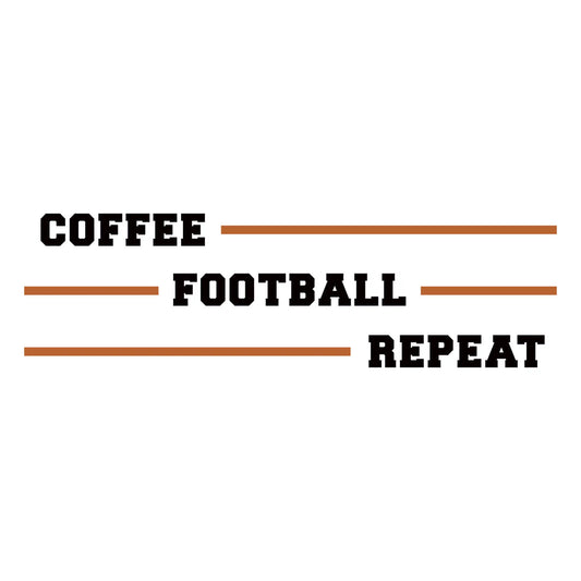 Funny Coffee Football Repeat brown typography design on transparent background – Αστείο Σχέδιο με καφέ τυπογραφία 'Coffee Football Repeat' σε διαφανές φόντο