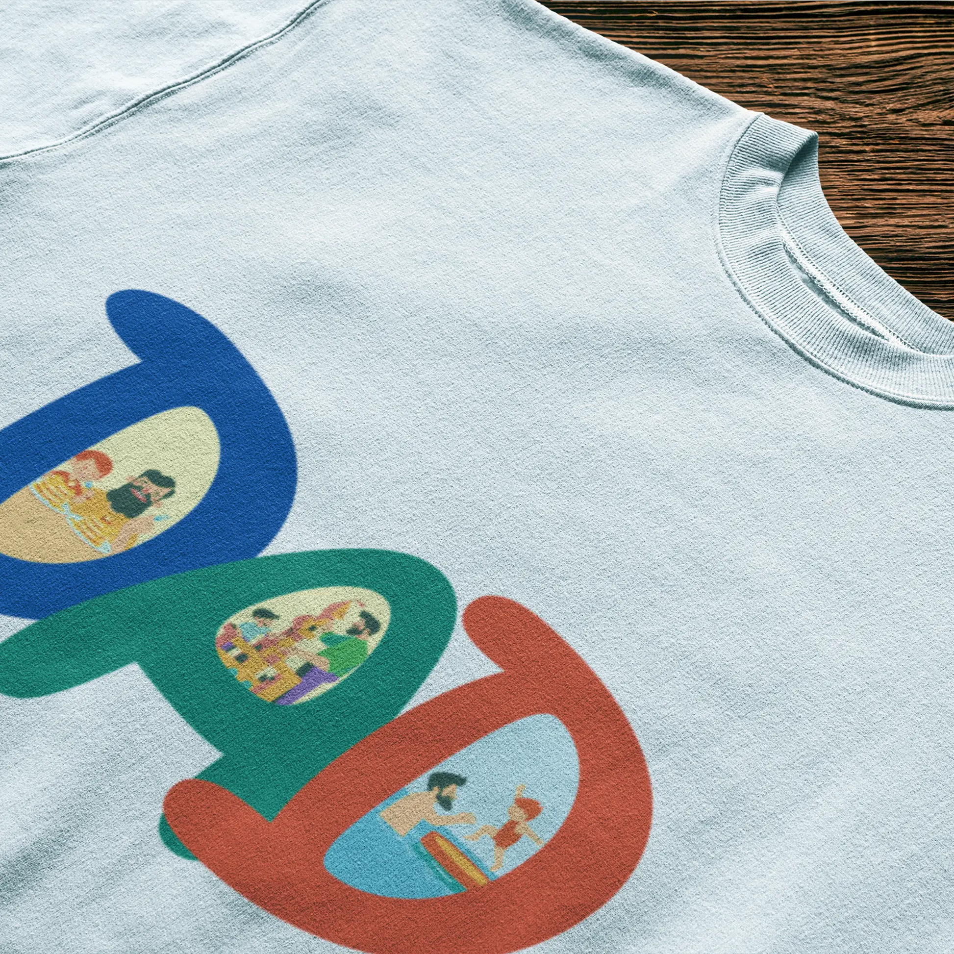 Colorful dad moments art on a white t-shirt, perfect gift for Father’s Day | Πολύχρωμο σχέδιο στιγμών μπαμπά σε λευκό t-shirt, ιδανικό δώρο για τη Γιορτή του Πατέρα