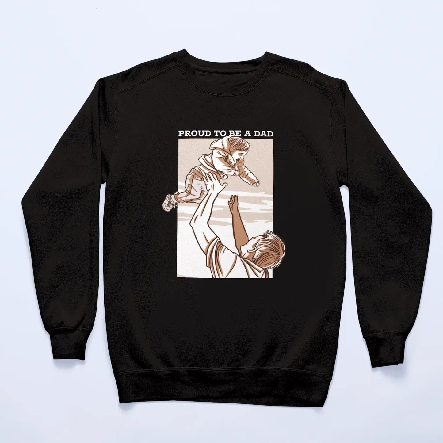 Comfortable black crewneck for daily dad and child fun activities / Άνετο μαύρο crewneck για καθημερινές διασκεδαστικές δραστηριότητες μπαμπά και παιδιού