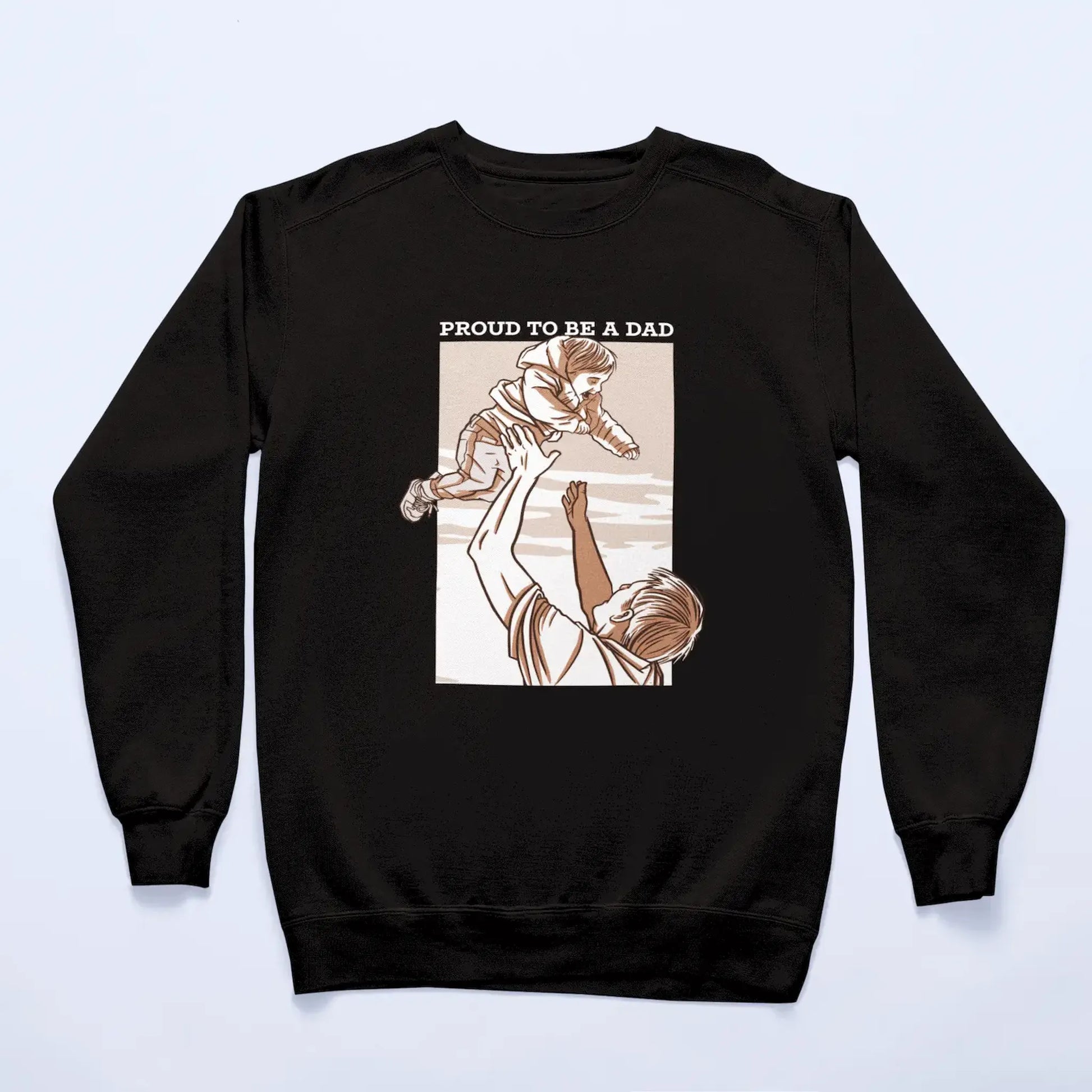 Comfortable black crewneck for daily dad and child fun activities / Άνετο μαύρο crewneck για καθημερινές διασκεδαστικές δραστηριότητες μπαμπά και παιδιού
