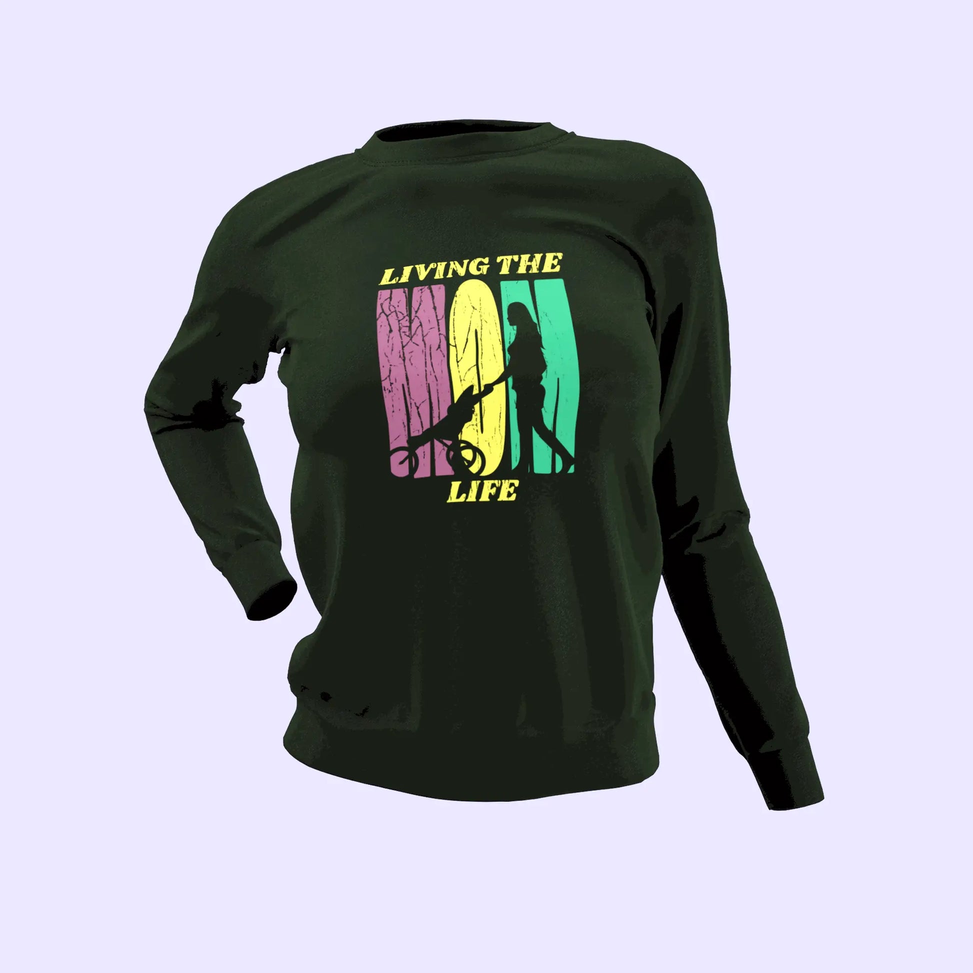 Comfortable black crewneck for daily mom and baby adventures / Άνετο φούτερ σε μαύρο χρώμα για καθημερινές βόλτες μαμάς με το μωρό της