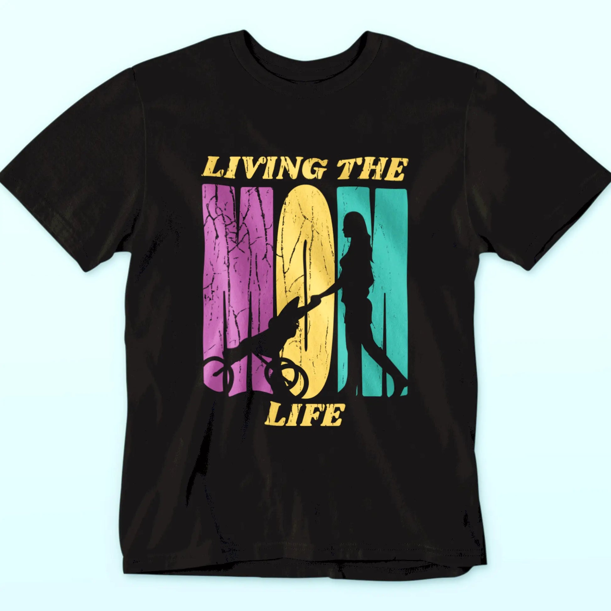 Comfortable cotton black t-shirt for new moms enjoying daily walks with their baby / Άνετο βαμβακερό μαύρο μπλουζάκι για νέες μαμάδες που απολαμβάνουν καθημερινές βόλτες με το μωρό