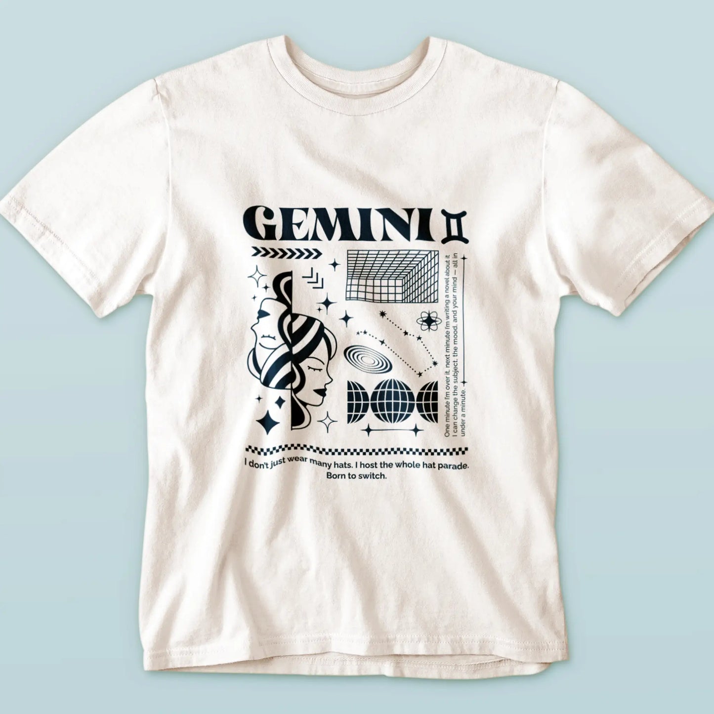 Comfortable white cotton Gemini tee with astrological design perfect for astrology lovers - Άνετο λευκό βαμβακερό μπλουζάκι διδύμων με αστρολογικό σχέδιο ιδανικό για λάτρες της αστρολογίας