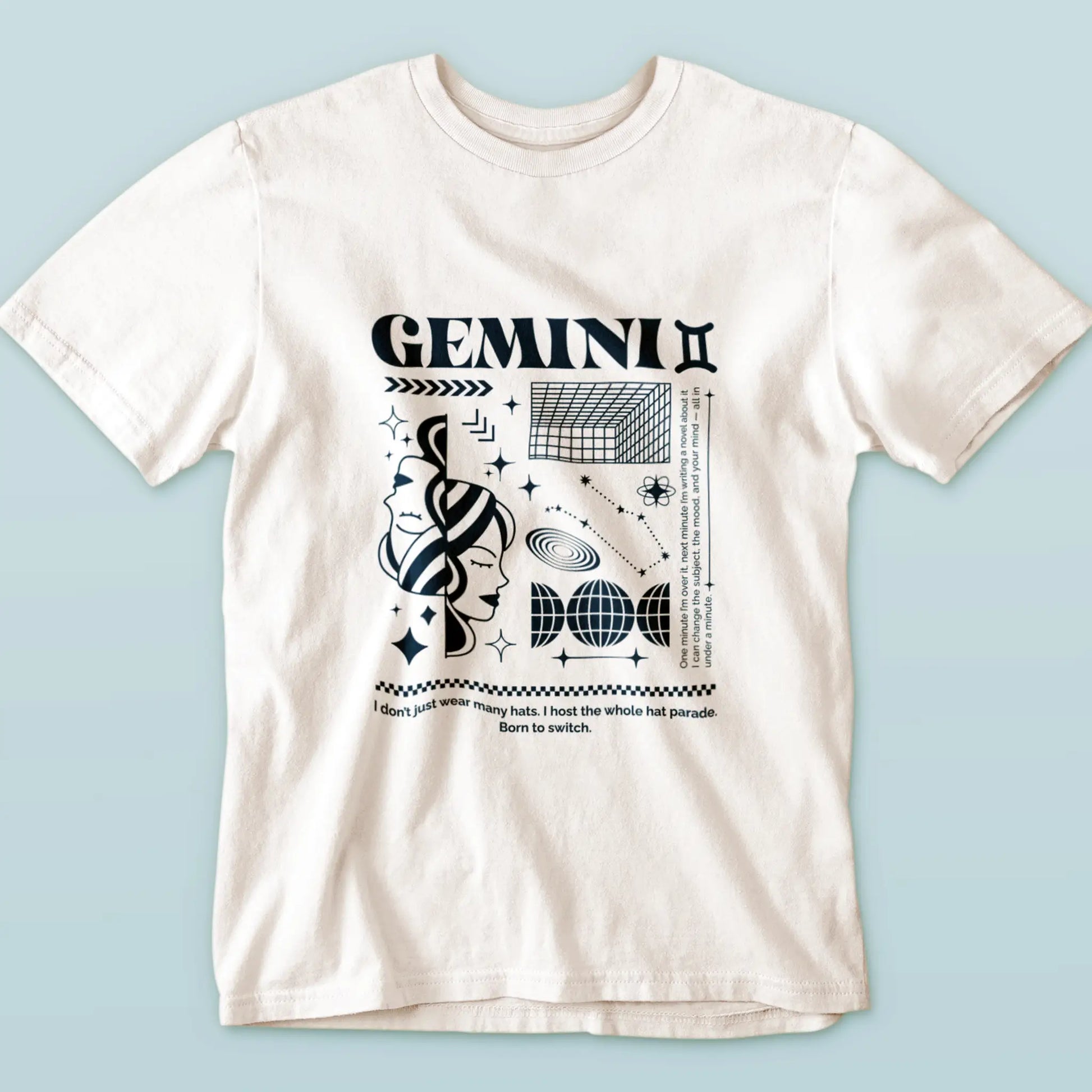 Comfortable white cotton Gemini tee with astrological design perfect for astrology lovers - Άνετο λευκό βαμβακερό μπλουζάκι διδύμων με αστρολογικό σχέδιο ιδανικό για λάτρες της αστρολογίας