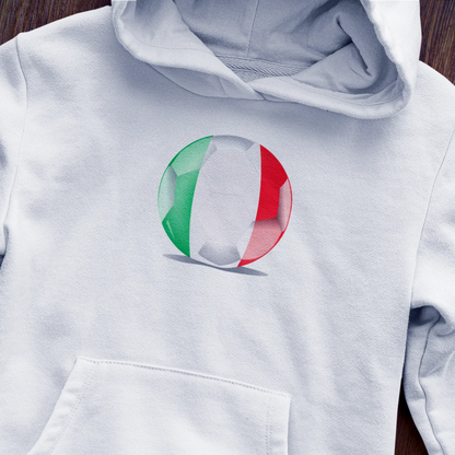 Comfy white hoodie with standout Italy football flag print. | Άνετο λευκό hoodie με εκτυπωμένο το design της Ιταλικής σημαίας.